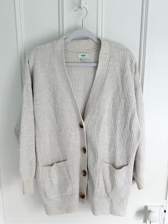 aerie Sweaters - Aerie Oatmeal Oversized Ribbed Knit Cardigan – Size XS – Button Front